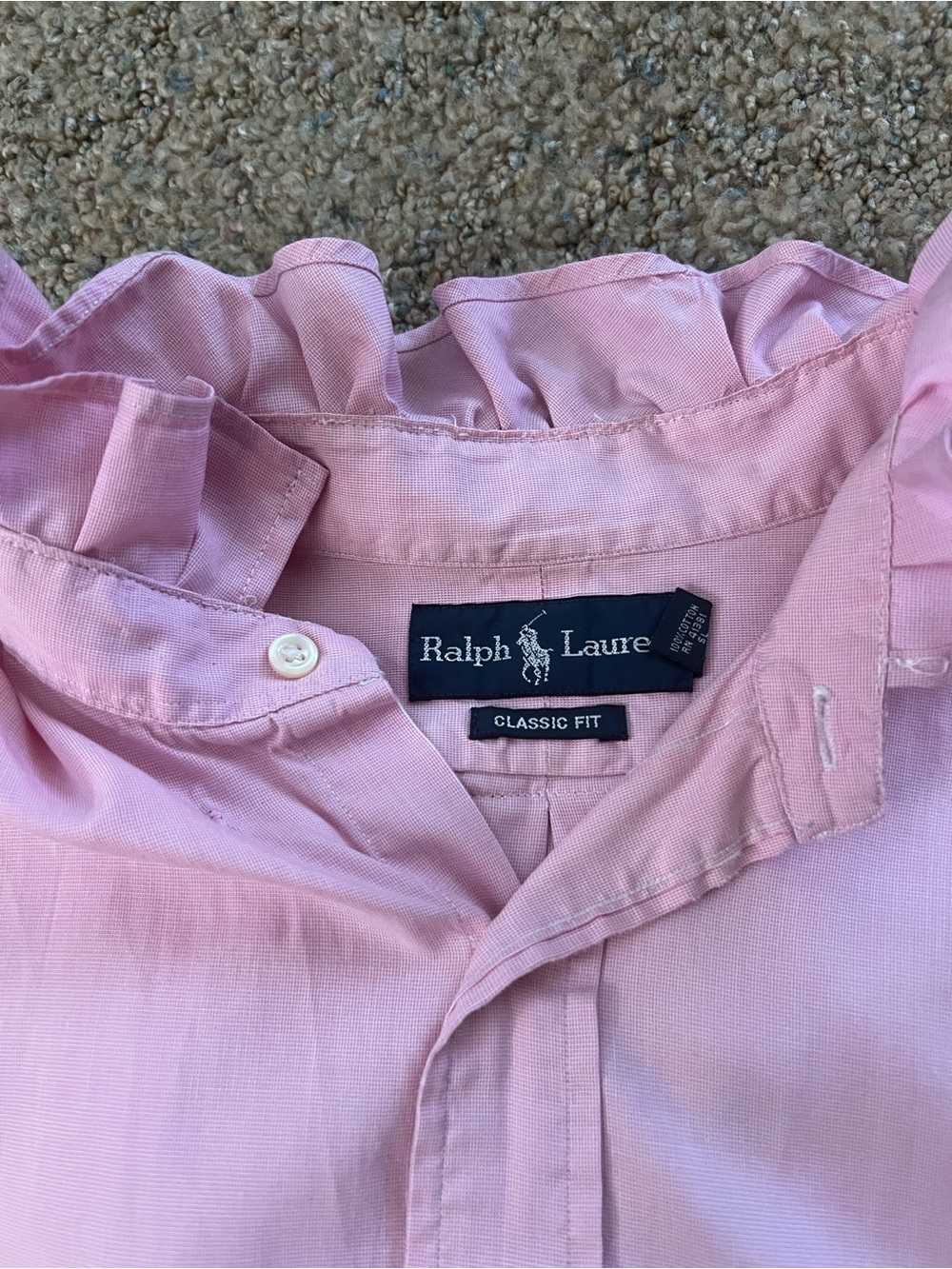 Up cycled / Remade  Ralph Lauren Light Pink Cotton Button-Down Tie-Hem Shirt - Picture 5 of 9